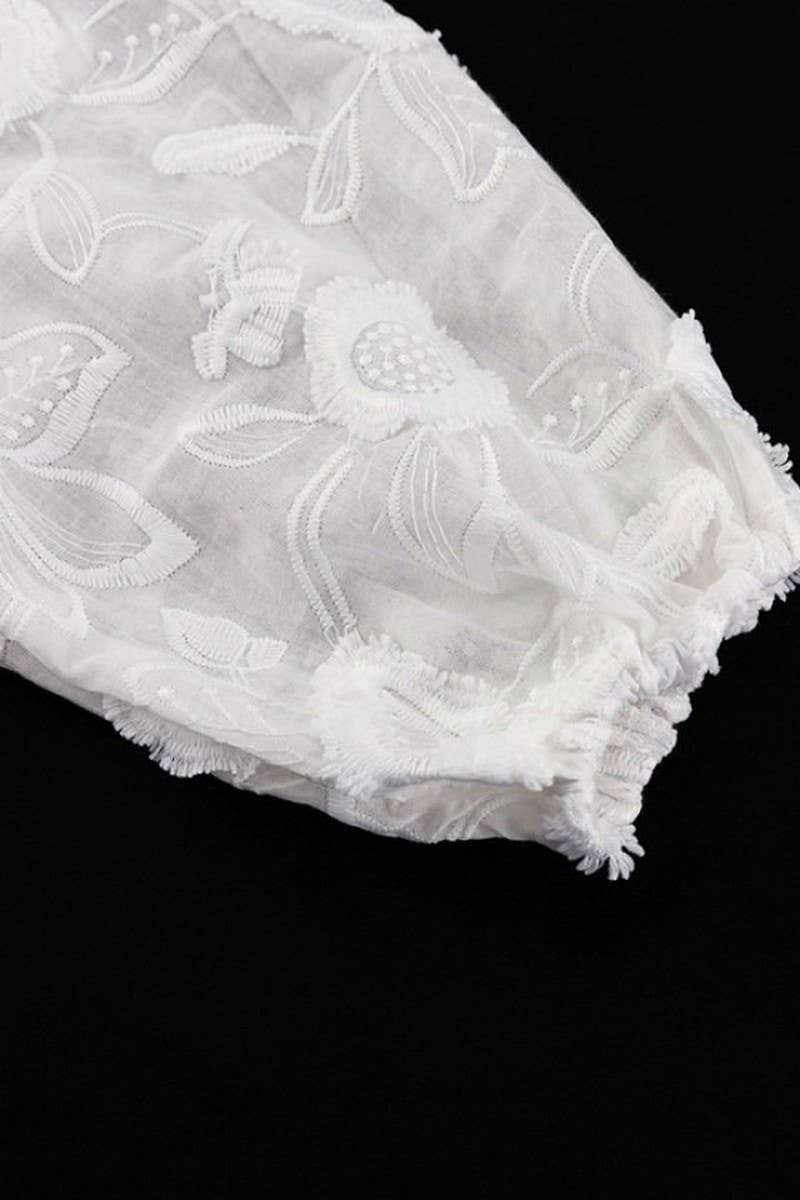 CWSTB1921_EMBROIDERED SHEER SHIRT & LACE SHORTS SET