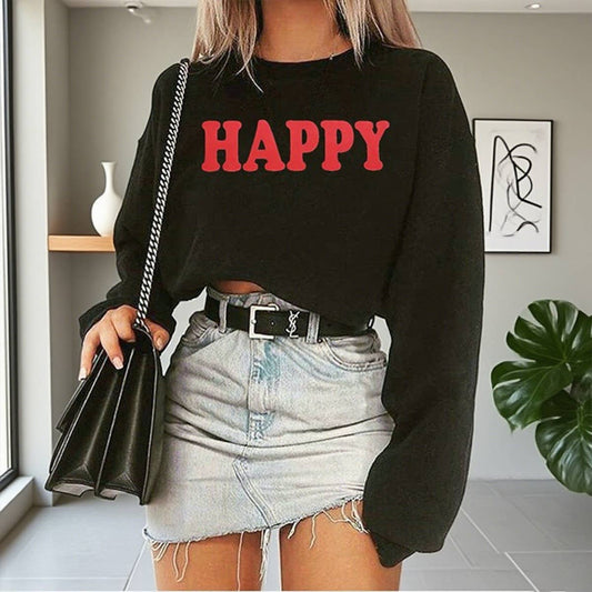 Basic letter-printed pullover short hoodie