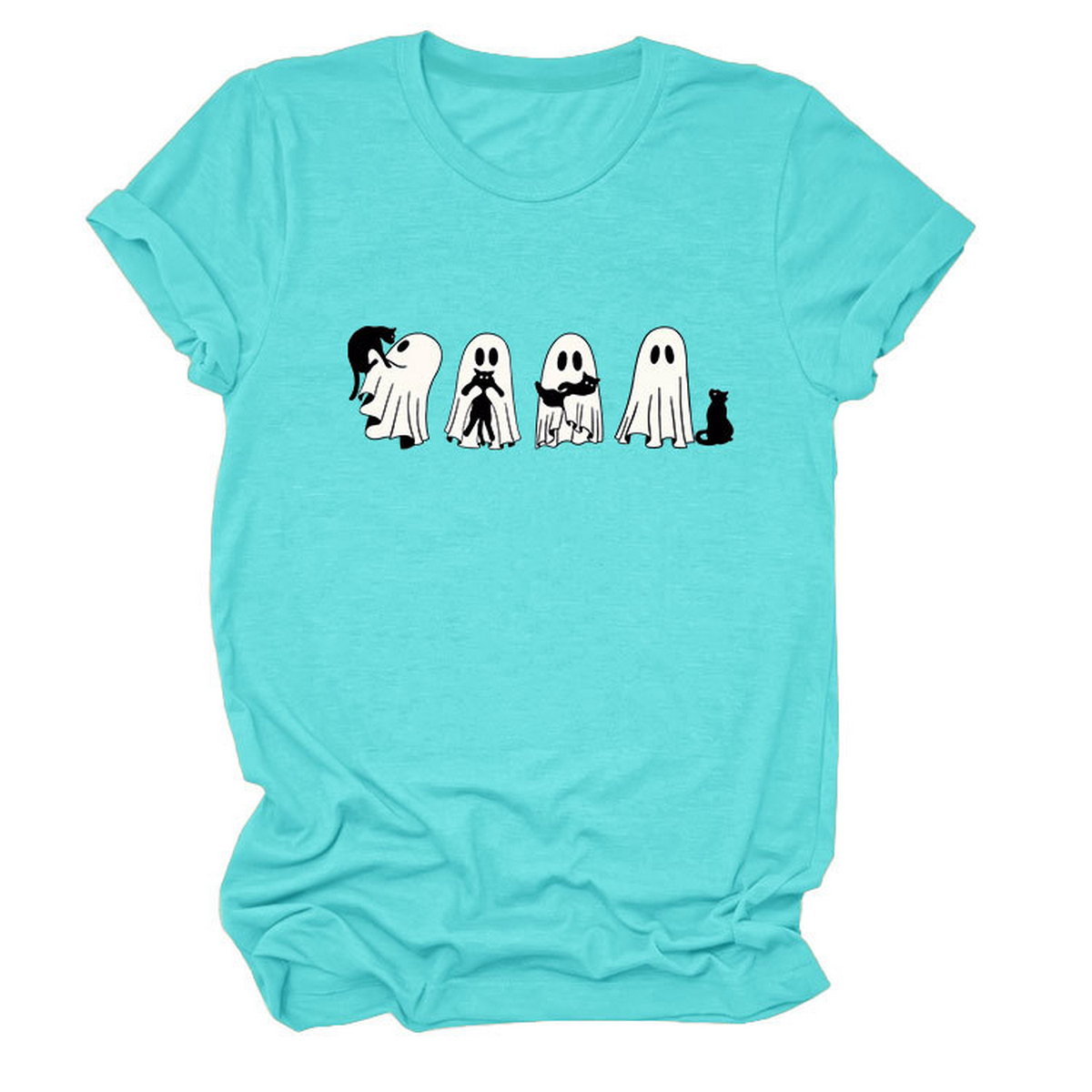 Ghost and Black Cat Tee ? Plus Size Casual Top
