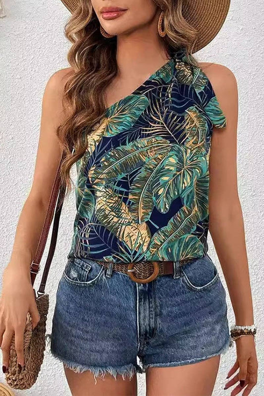 CWTBLSL0822_FLORAL ONE-SHOULDER CAMI TOP FOR BEACH VACATION