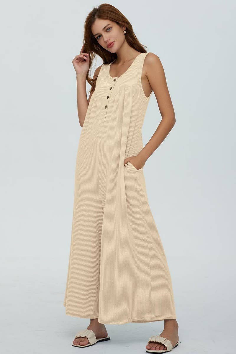 CWSJS0720_SOLID COLOR CASUAL LOOSE POCKET JUMPSUIT