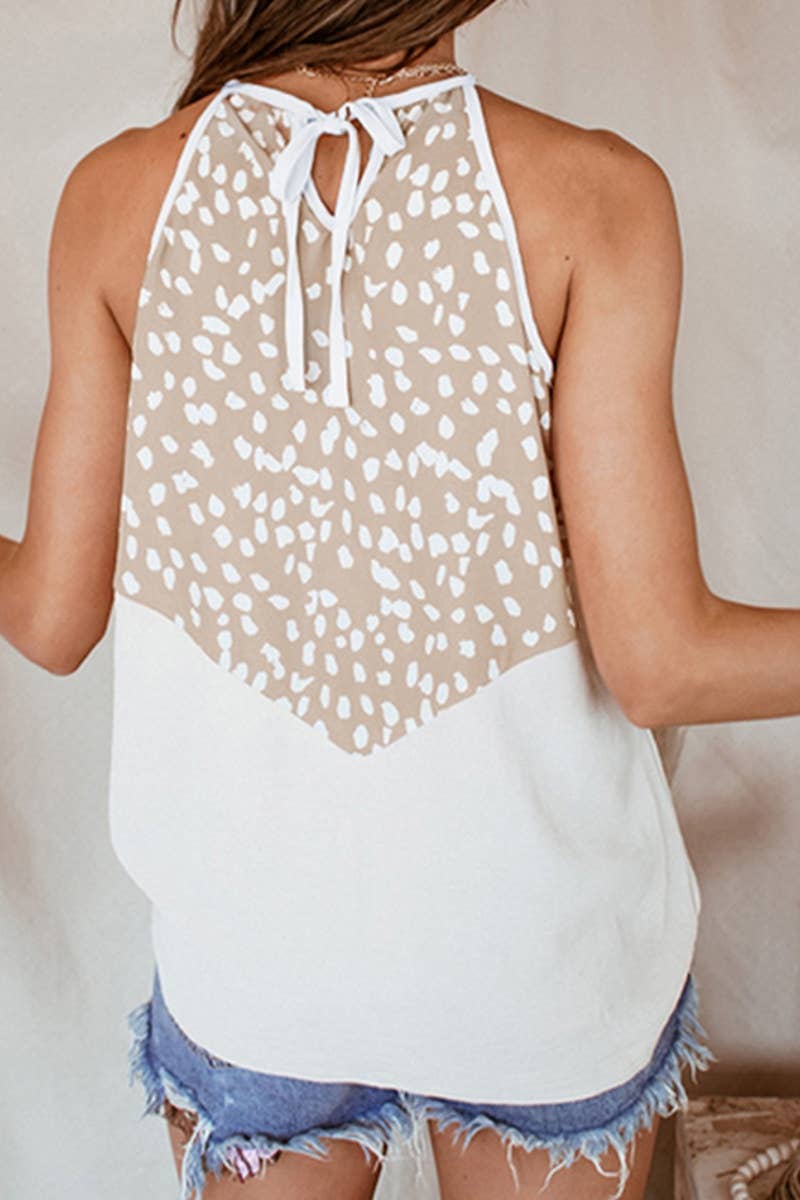 CWTBLSL0527_SUMMER LEOPARD PRINT SLEEVELESS HALTER TOP