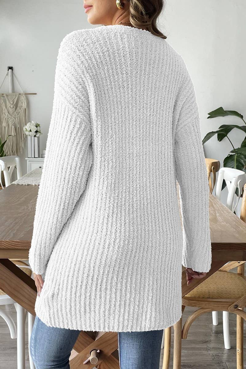 CWOSWL07406_WOMEN CROCHET DETAIL KNIT CARDIGAN WITH POCKETS