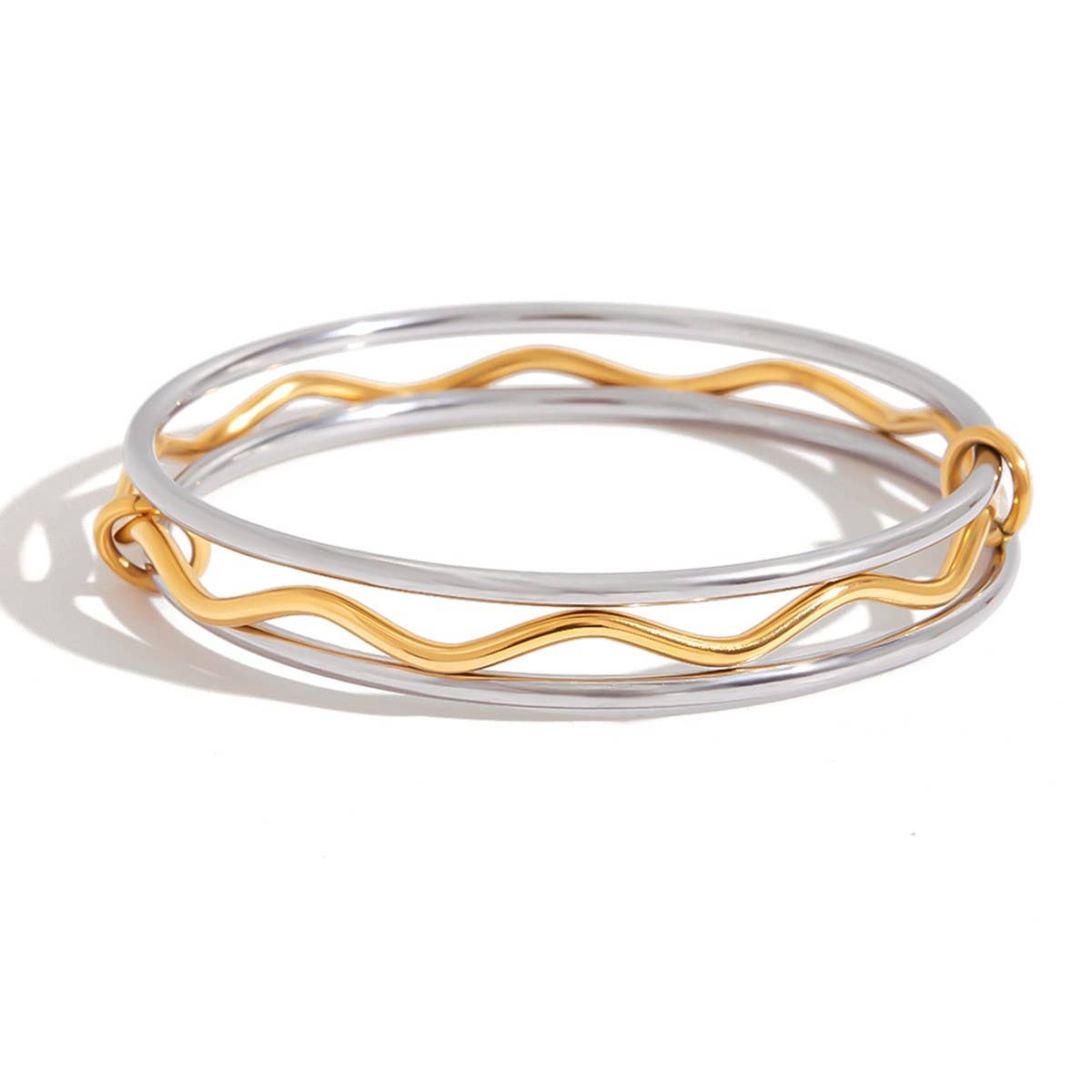 Stacked Titanium Steel Bangles for Layered Look_CWAJE4781