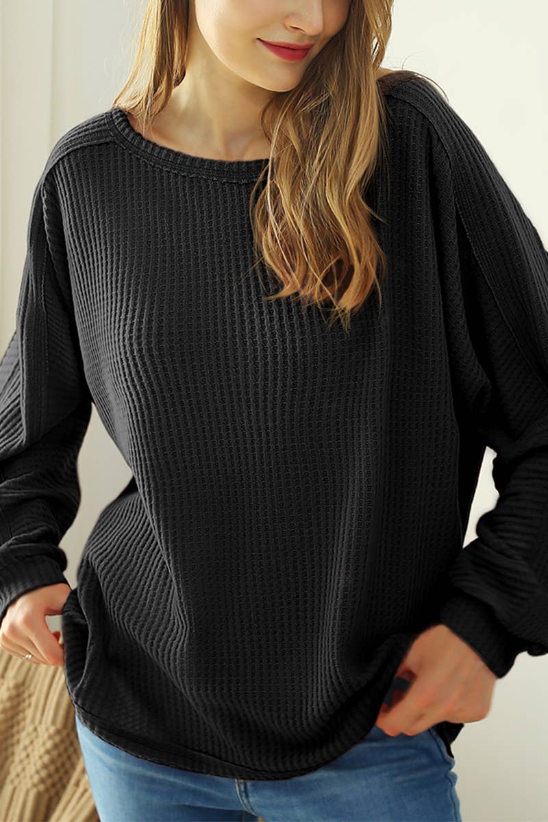 CWTTL1094_RAW DETAILED LOOSE FIT SOFT SWEATER KNIT TOP