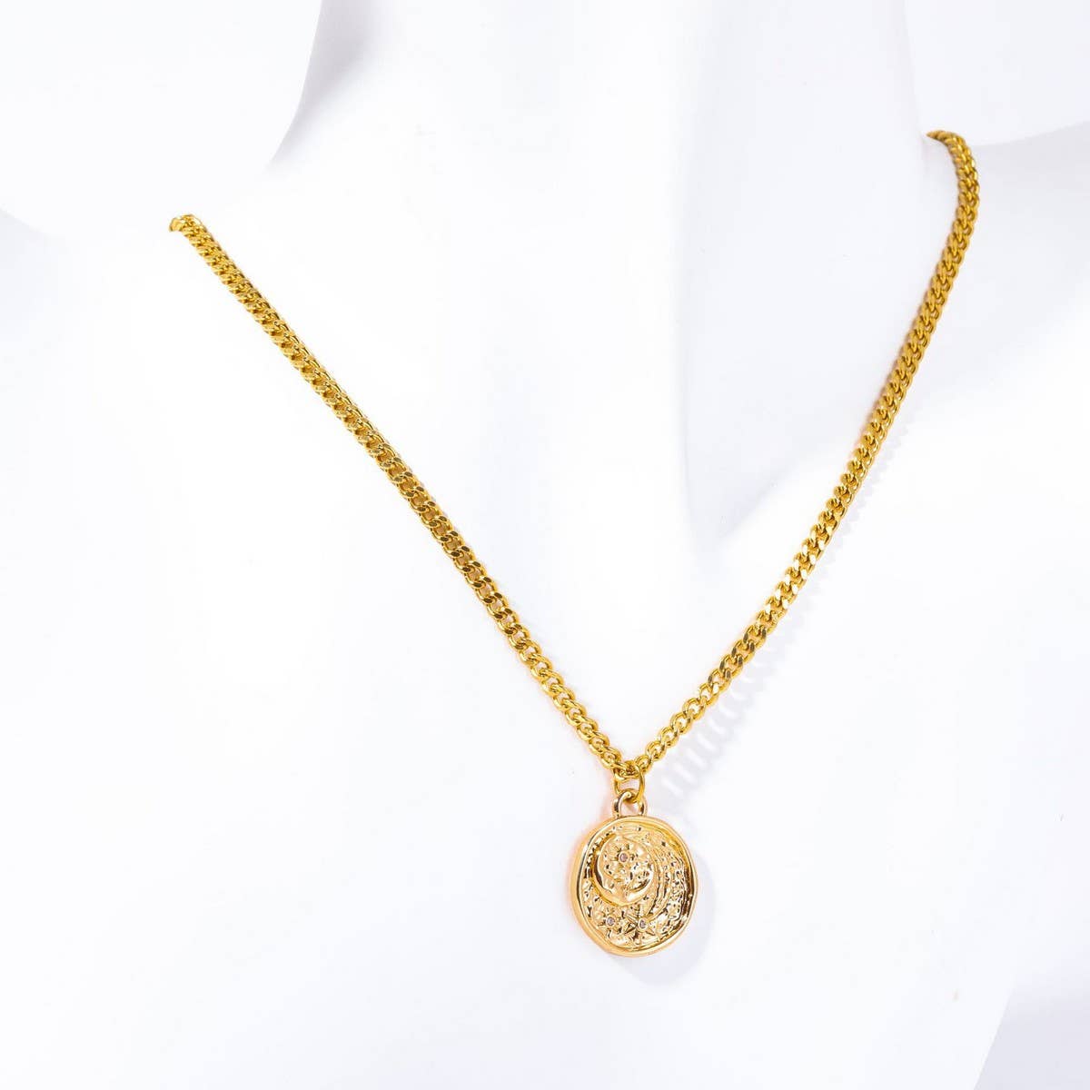 Gold Moon Zircon Pendant Necklace