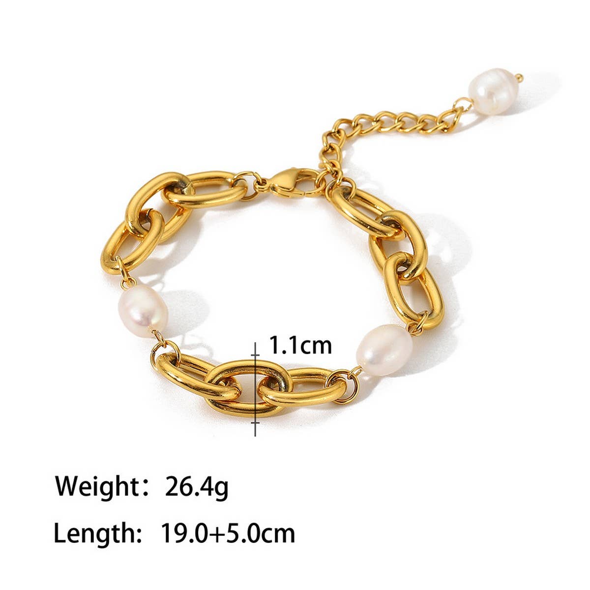 French Vintage Freshwater Pearl Cuban Bracelet