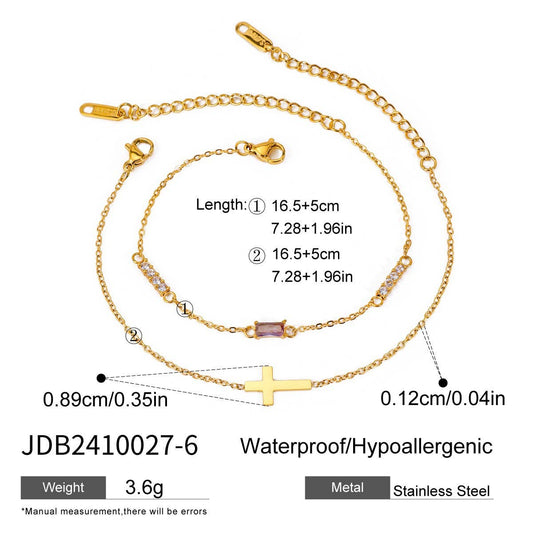 Titanium Double Layer Zodiac & Cross Bracelet