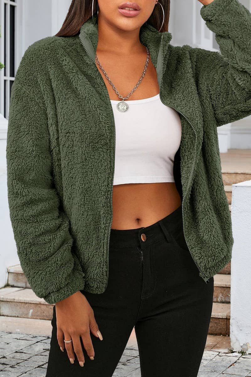 CWOCO0333_LONG-SLEEVED PLUSH LOOSE WARM CARDIGAN