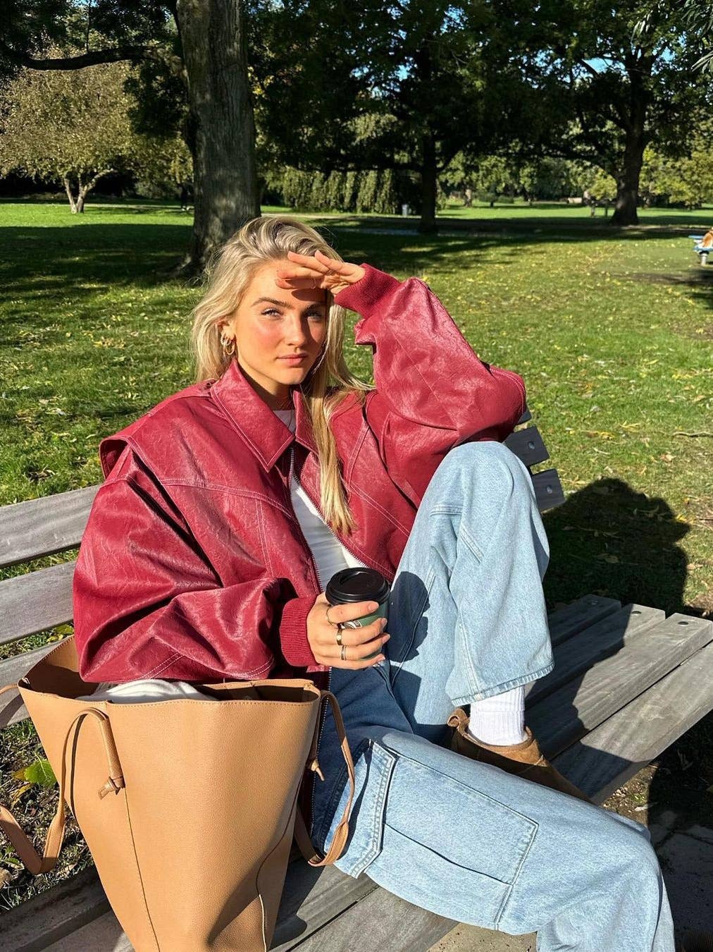 Fashionable and versatile solid-color PU jacket