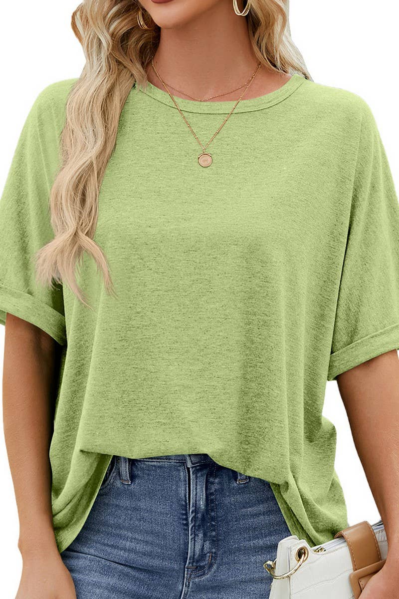 CWTTS1083_ROUND NECK SHORT SLEEVE BAGGY TOP