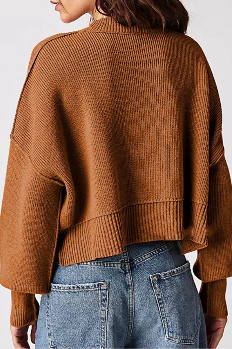CWOSWL5854_SOLID COLOR CROP SWEATER WITH LONG SLEEVES