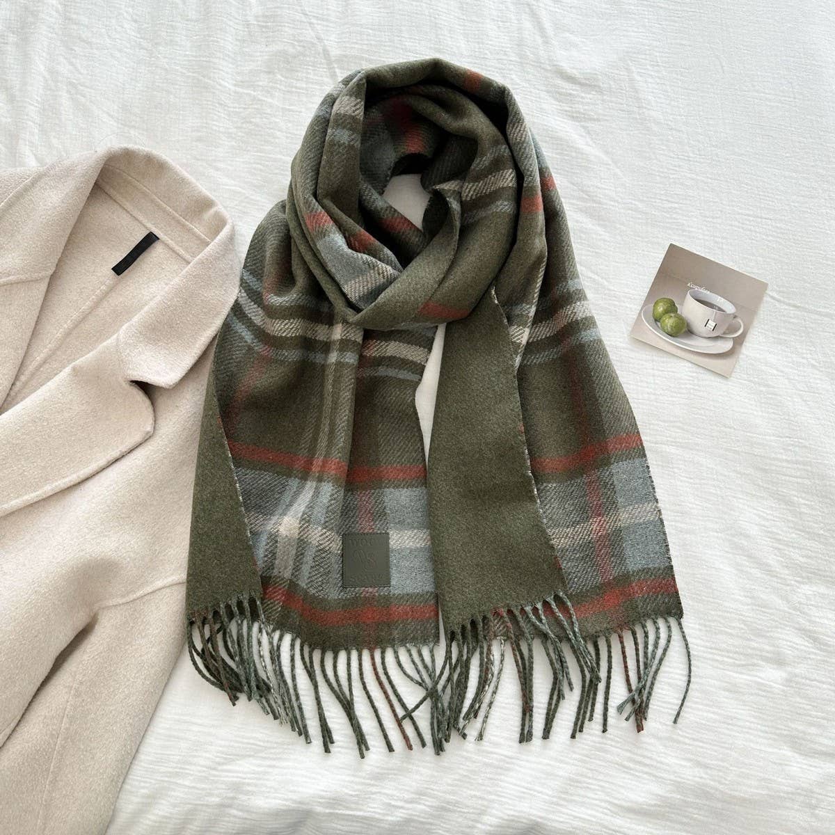 CWASC03136_PLAID WOOL TASSEL SCARF WINTER WARM SHAWL