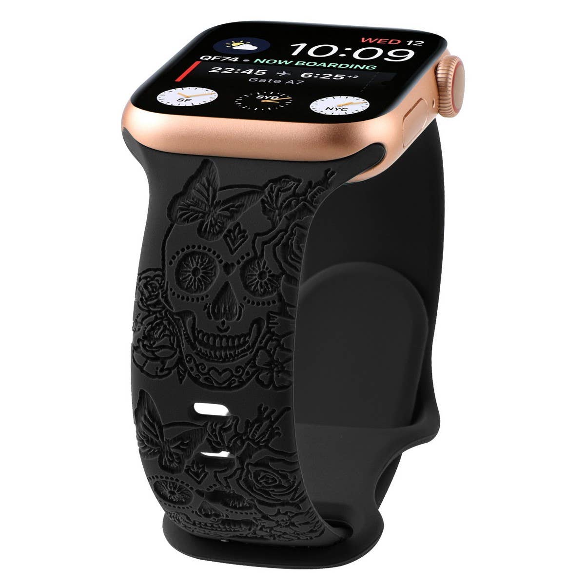 ENGRAVED CHECKERED SILICONE APPLE WATCH9-1 STRAP