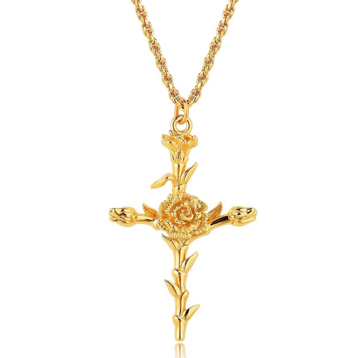 NEW CREATIVE DECEMBER CROSS FLOWER NECKLACE
