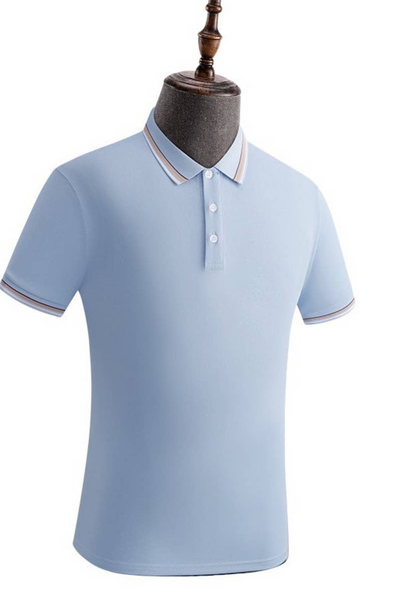 CWTBLS02419_COLORBLOCK POLO COLLAR SHORT SLEEVE CASUAL TOP