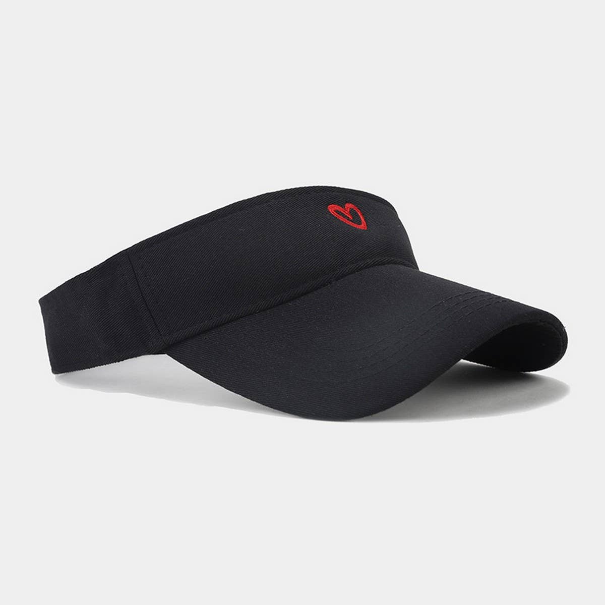 Heart Embroidered Visor - Summer Sun Hat_CWAH3290