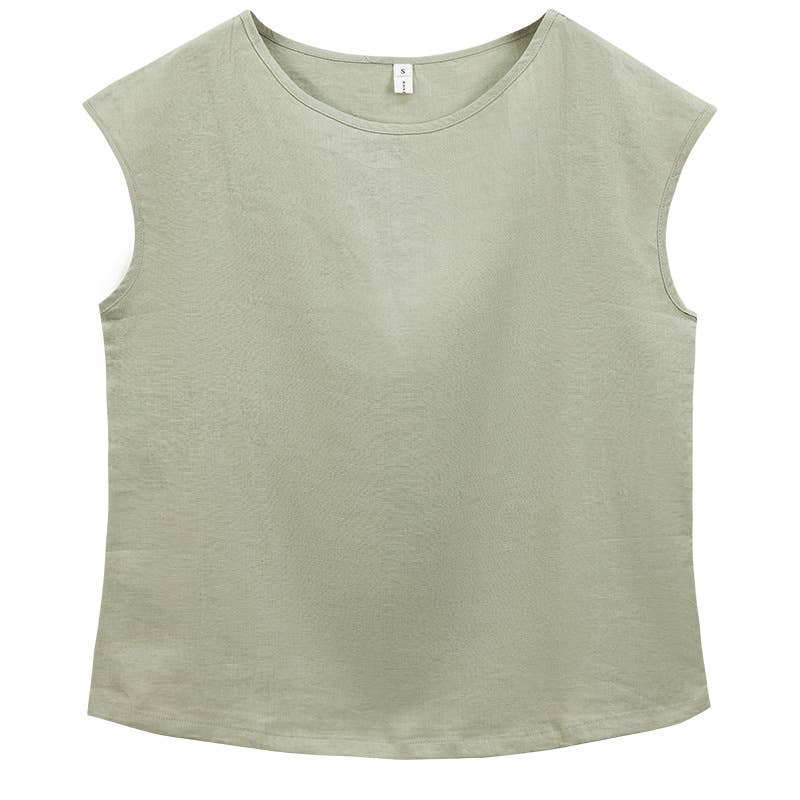 Casual linen loose thin short sleeves blouse