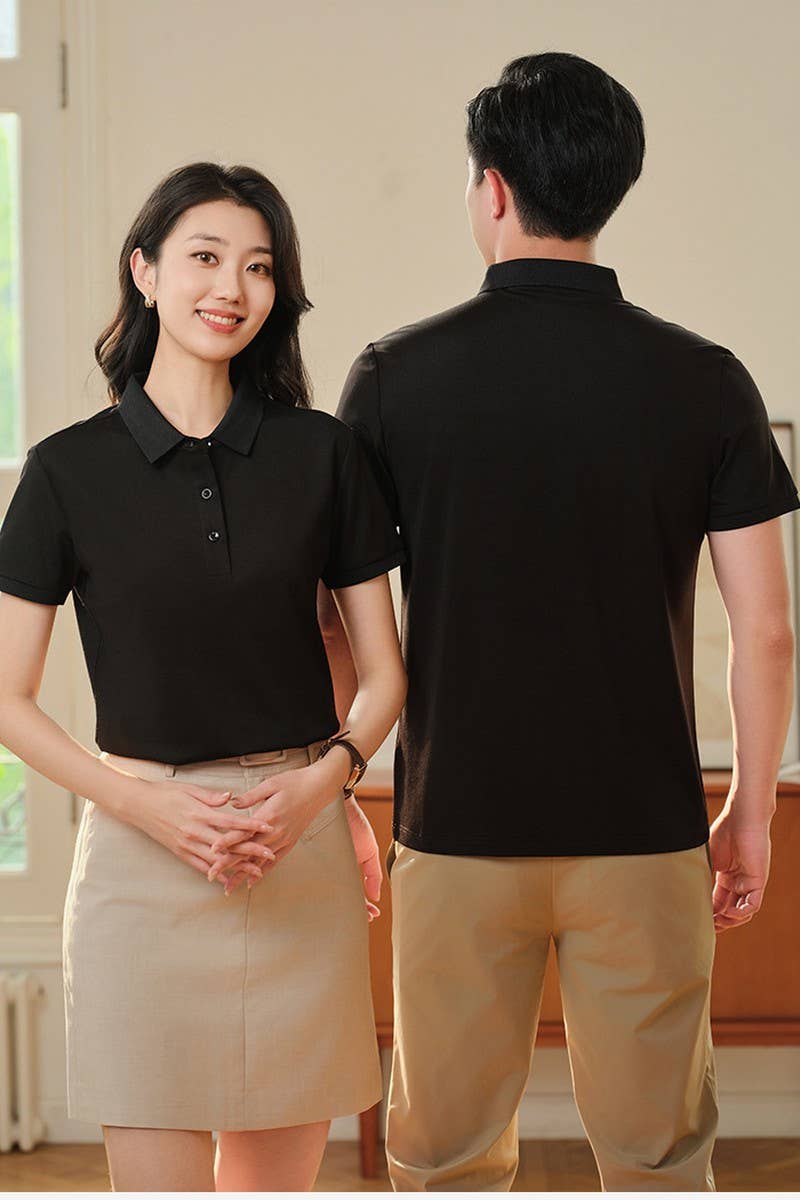 CWTBLS02431_SOLID COLOR MULBERRY SILK LAPEL POLO SHIRT