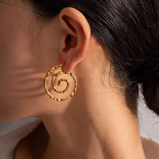 PERSONALIZED BEAT SPIRAL HAMMER EARRINGS_CWASC1686