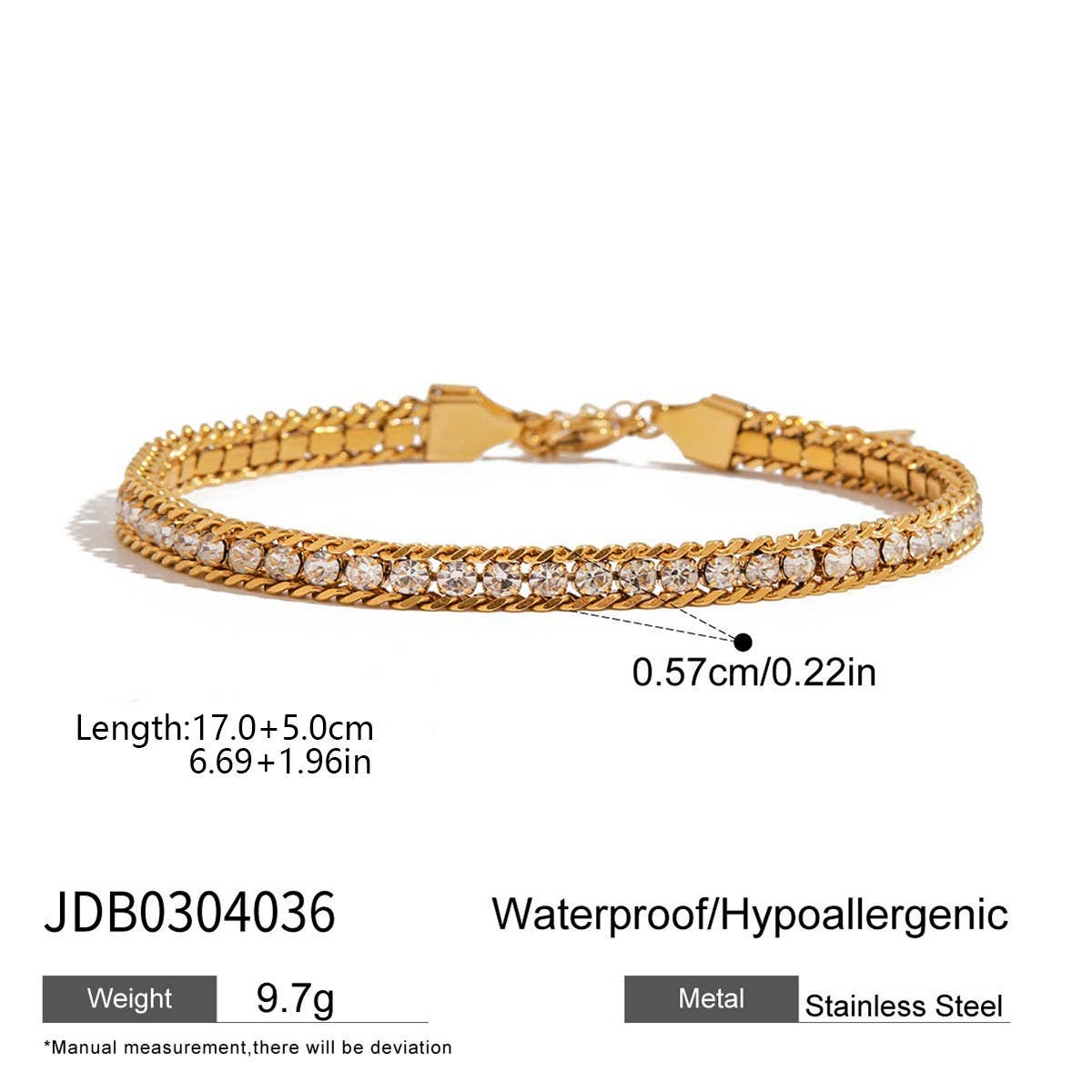 Classic 18K Gold Paperclip Hollow Chain Bracelet