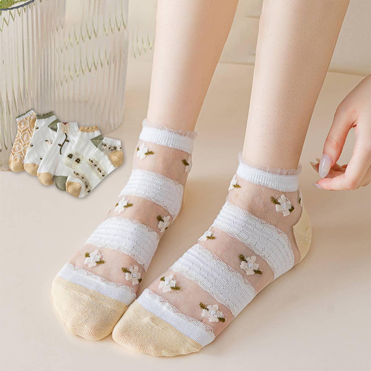 SUMMER THIN LACE INVISIBLE BOAT SOCKS