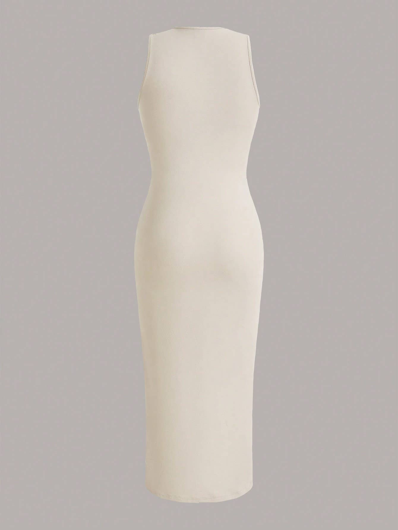 Cinched waist sleeveless and form-fitting dress