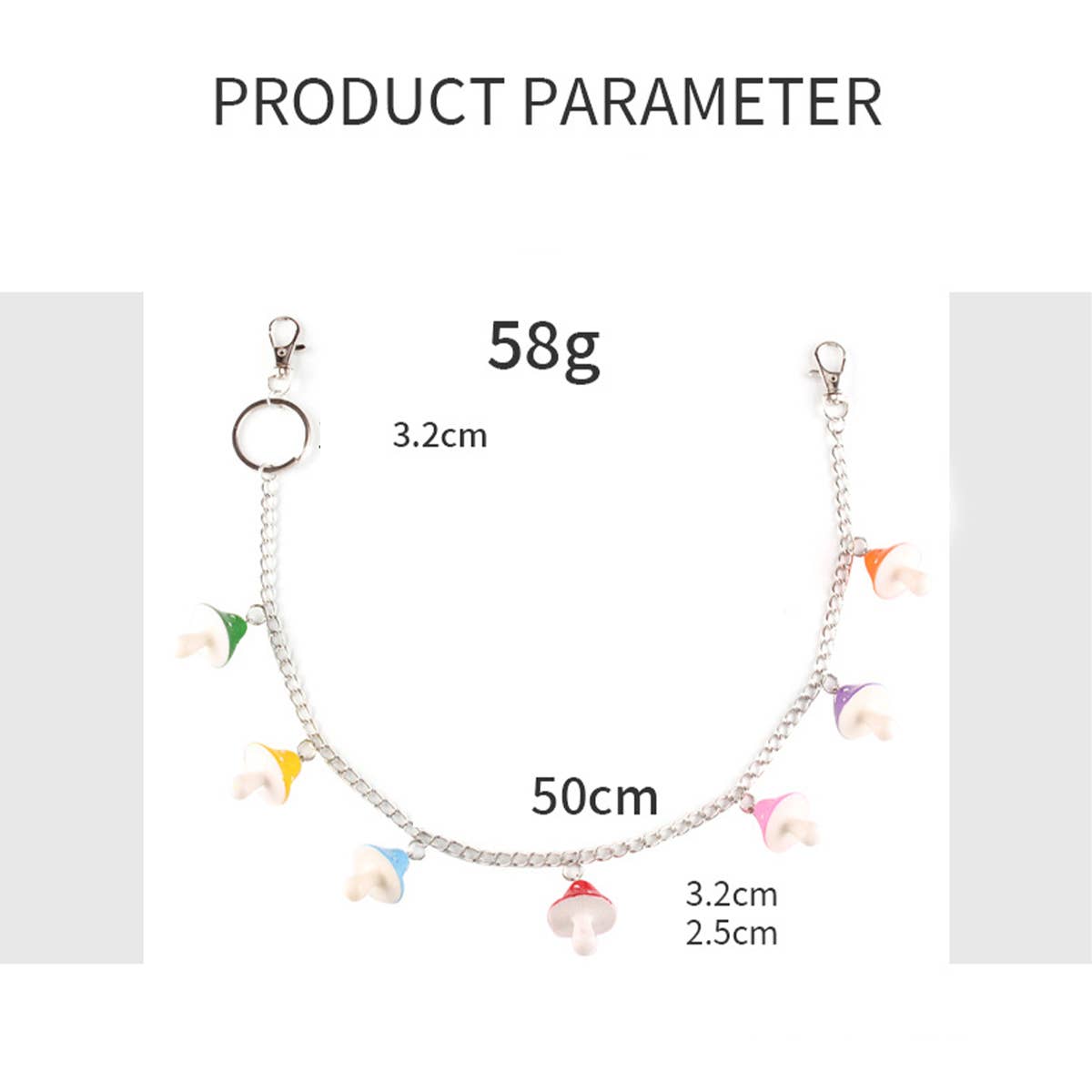 COLORED MUSHROOM HEAD PENDANT PANTS CHAIN
