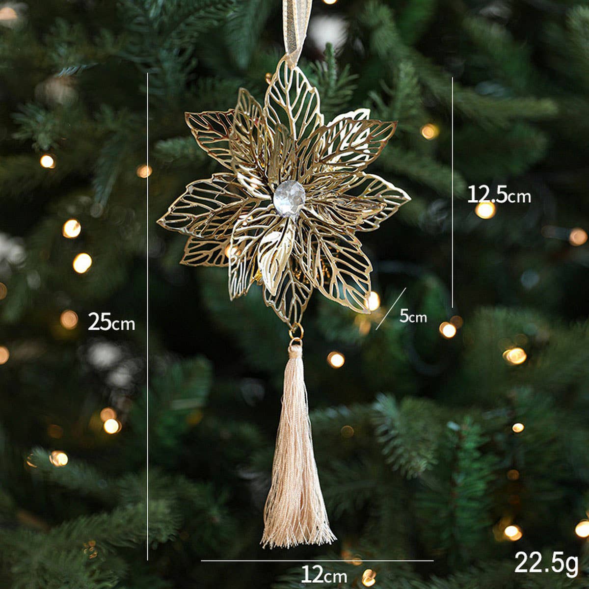 Gold Metal Snowflake Hanging Xmas Tree Decor