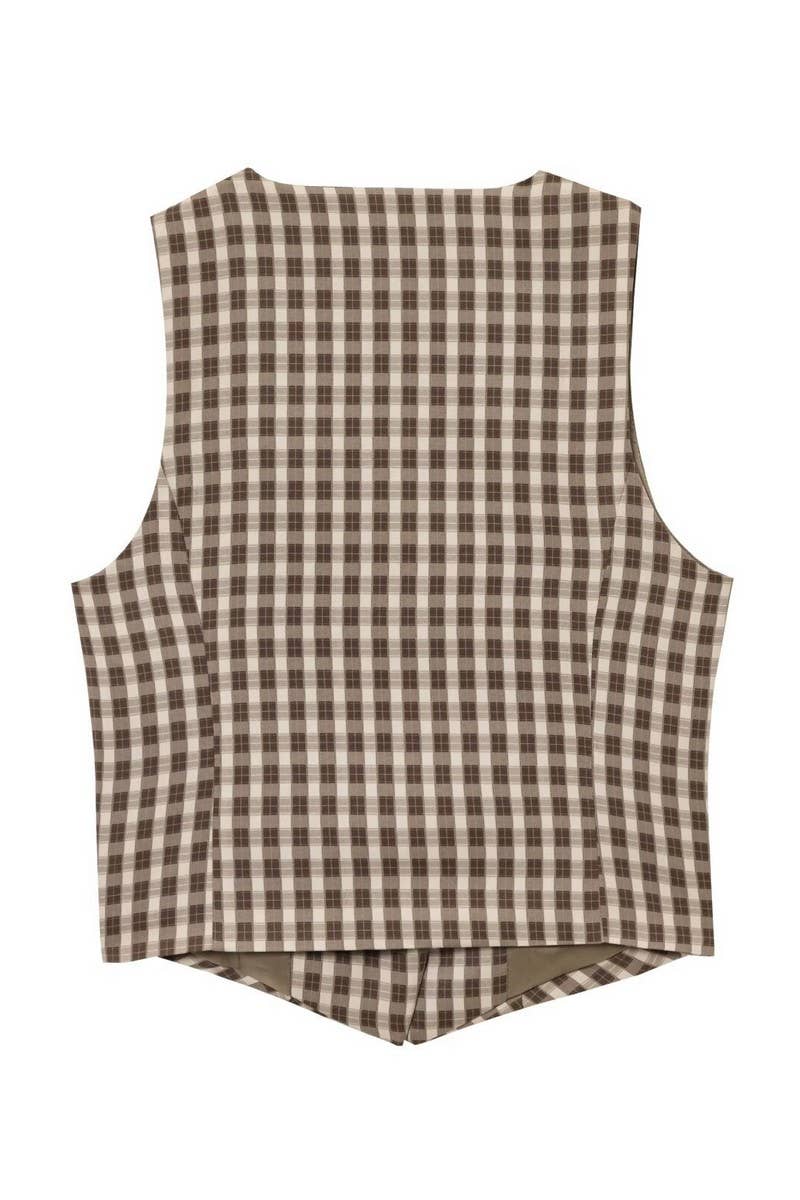 CWOV0724_SPRING FASHION PLAID WAISTED VEST TOP