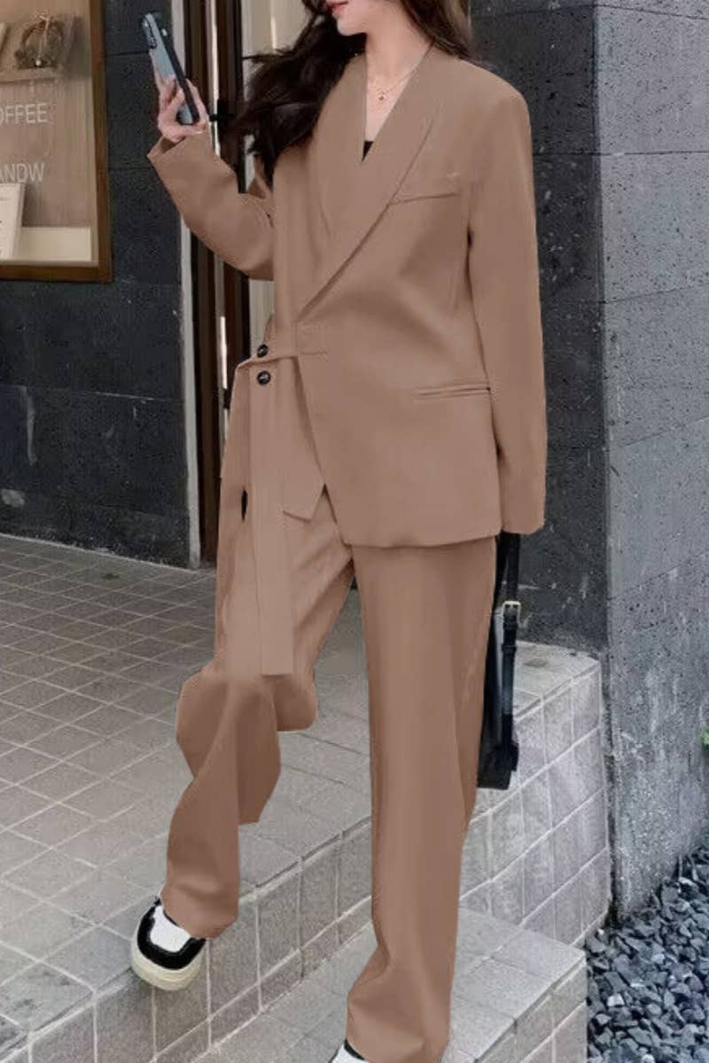 CWSS1047_FASHION DESIGN SENSE LACE-UP PANTSUIT