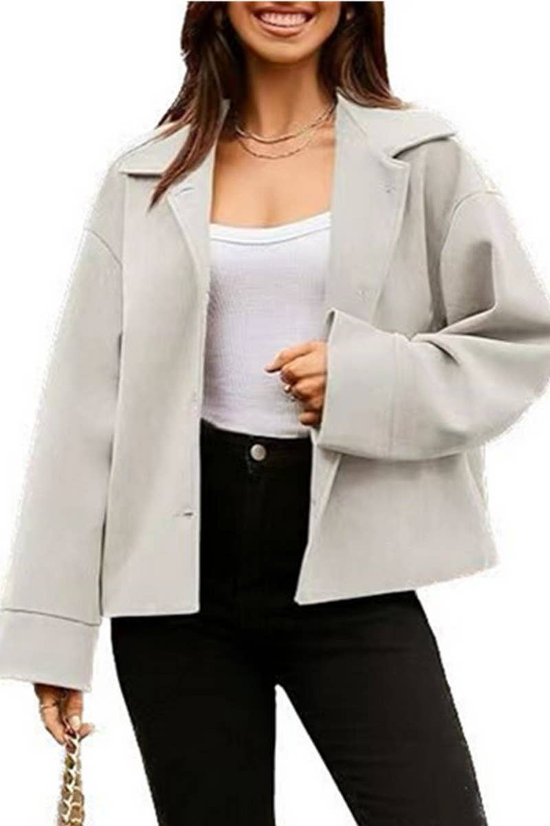 CWOBL0184_SOLID COLOR SHORT LONG SLEEVE BUTTON BLAZER