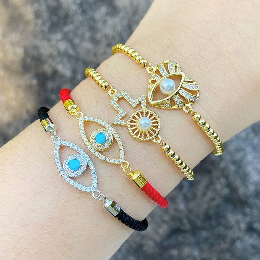 DEVIL'S EYE SET DIAMOND PEARL BRACELET