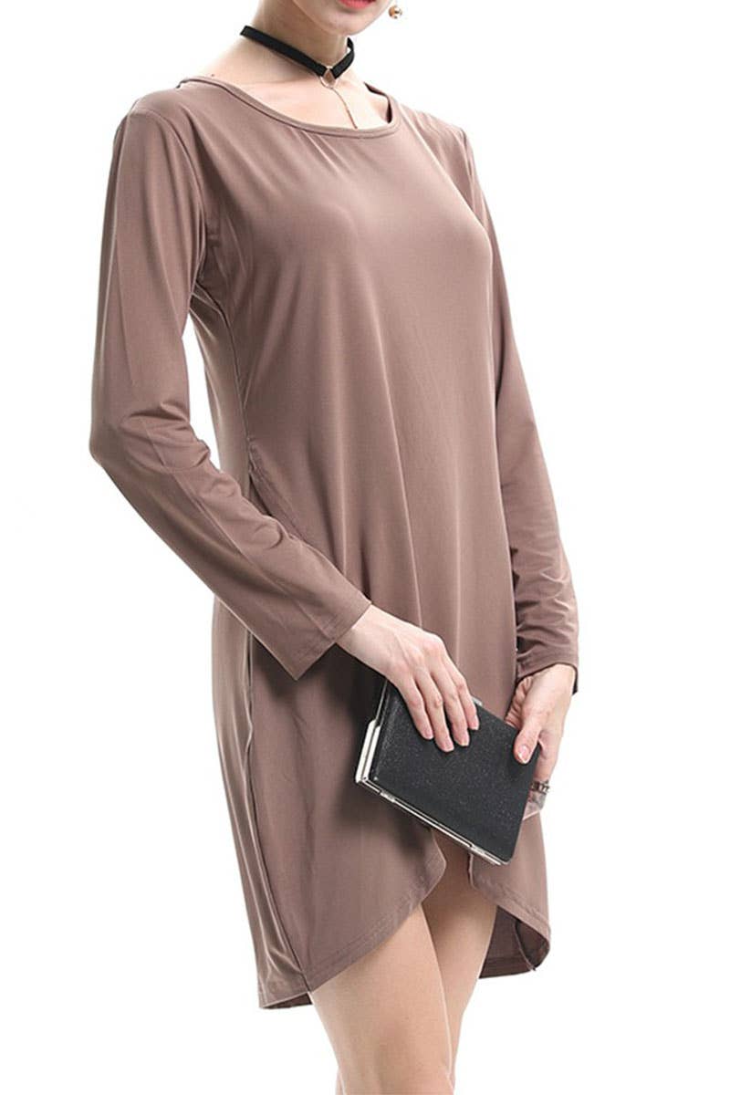 Crew-neck skirt Fashion long-sleeved dress