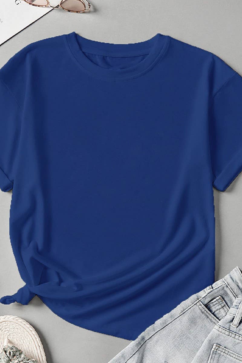 CWTTS1436_CASUAL SOLID COLOR CREW NECK LOOSE T-SHIRT