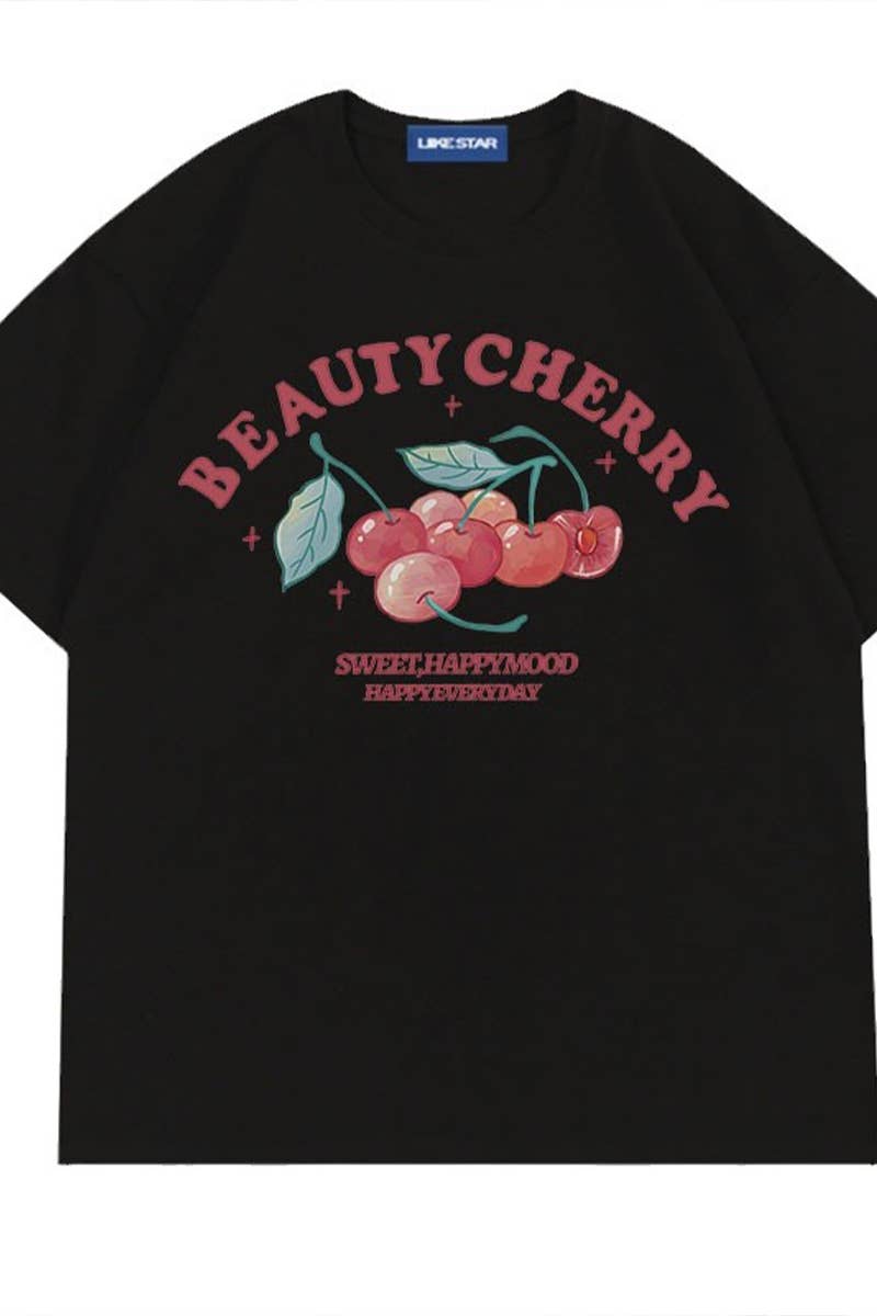 CWTTS0966_CHERRY PRINT CASUAL T SHIRT