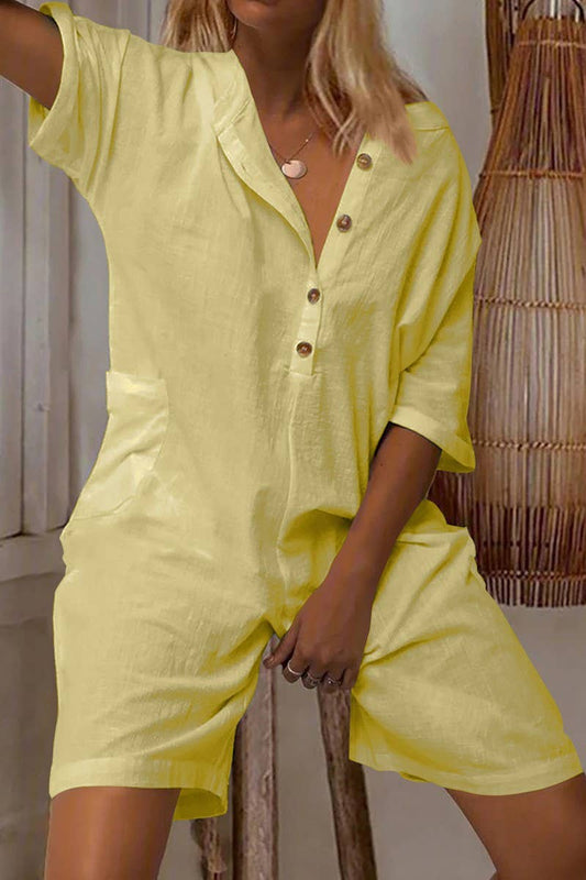 CWSJS1736_SOLID SLIM FIT CASUAL POCKET BUTTON ROMPER