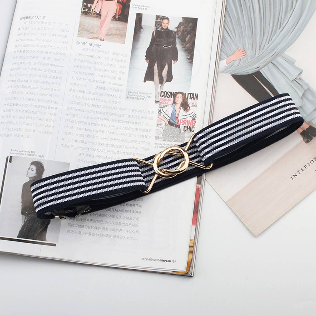 CWABE0549_PERFORATION FREE METAL ROUND BUCKLE ELASTIC BELT