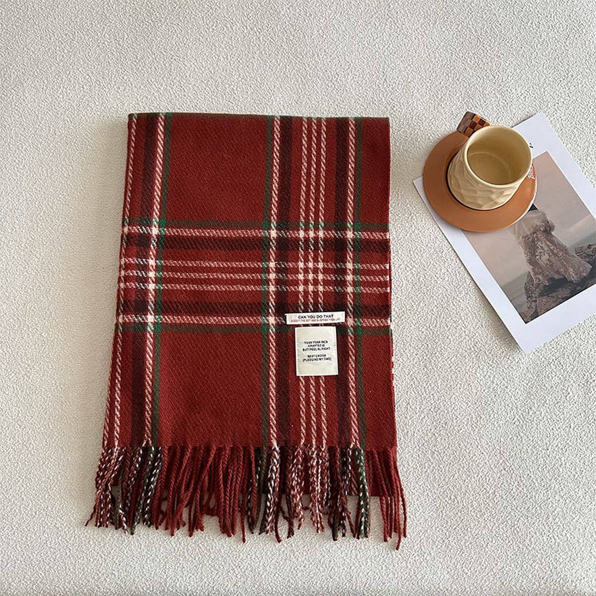 Angora Red Scarf for Women ??Winter Warmth & Style_CWASC2297