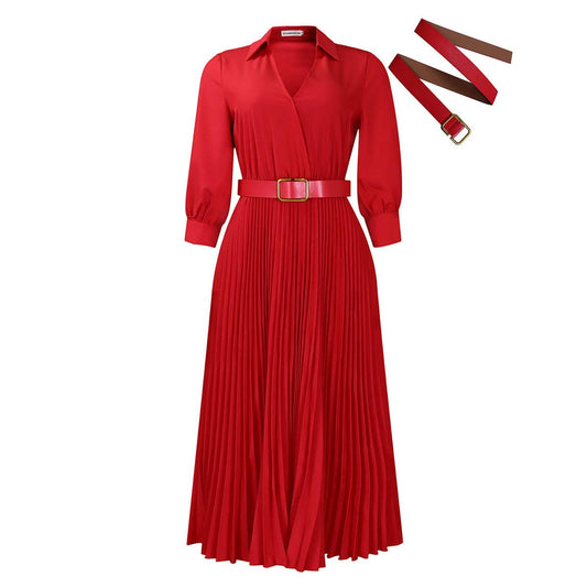 FASHION V-NECK SOLID COLOR PLUS SIZE DRESS_CWDMD3647
