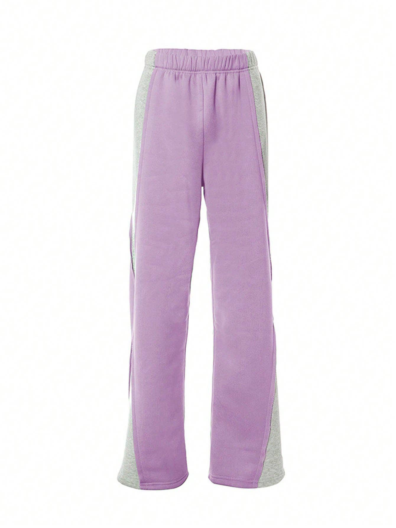 ELASTIC-WAISTED COLOR-MATCHED WIDE-LEG PANTS