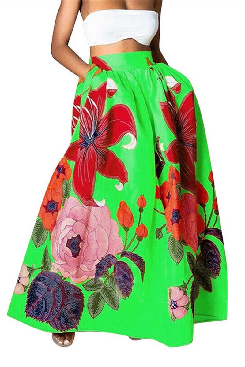 CWBLS0663_LOOSE HIGH WAIST HOLIDAY FLARED POCKET SKIRT