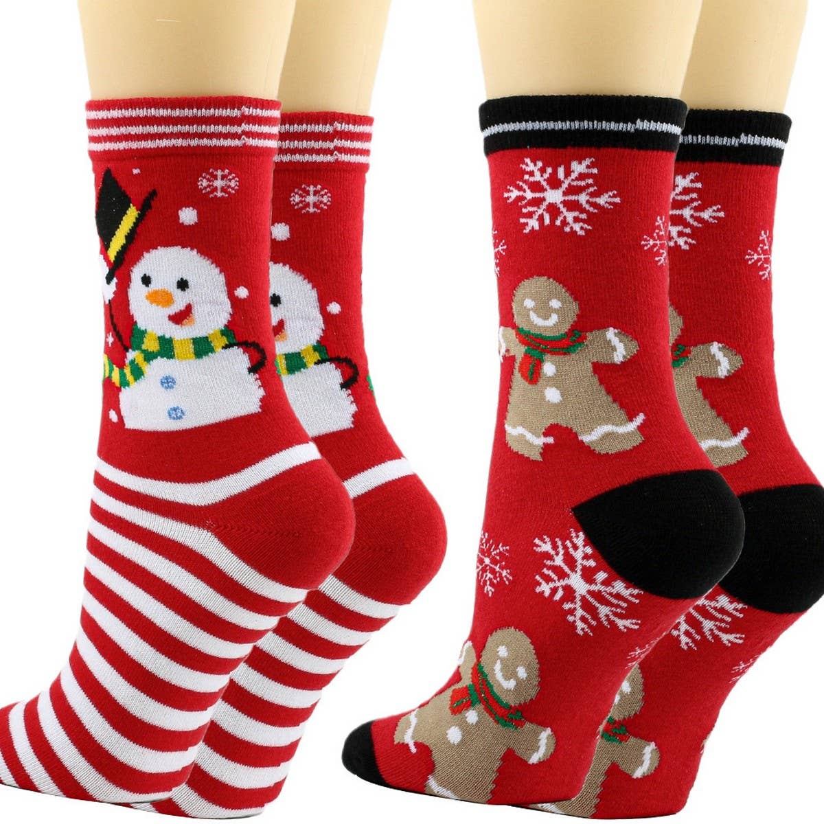 CWMS0812_Christmas Personality Elk Snowflake Santa Red Socks