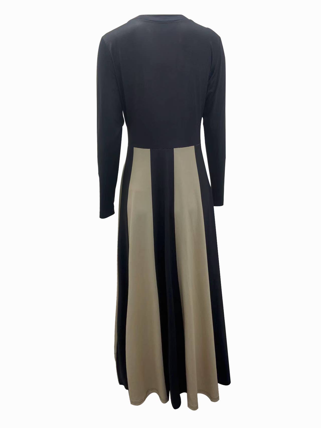 CREW-NECK FULL-LENGTH DRESS WITH WAIST TUCKED