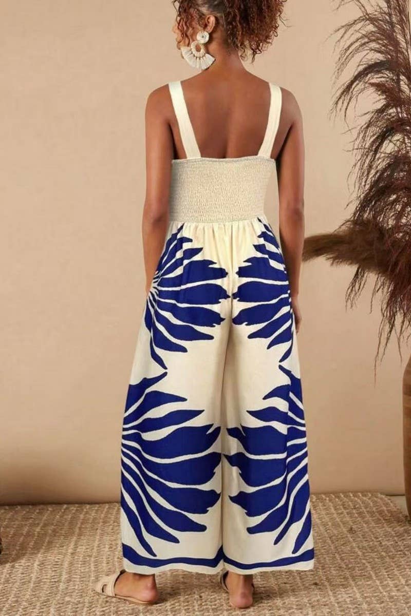 CWSJS1703_PRINTED CASUAL TRENDY CAMI JUMPSUIT