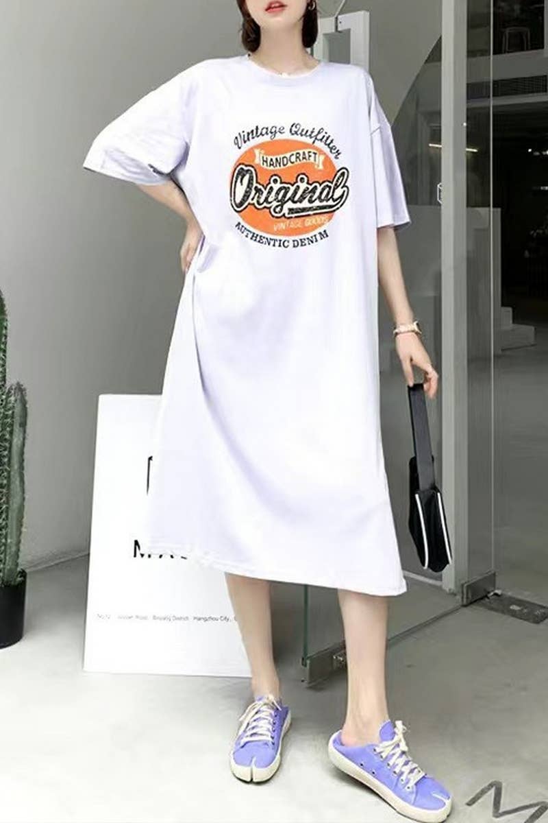 CWTDSS0019_PRINTED LARGE SIZE LOOSE SLIT T-SHIRT DRESSSS