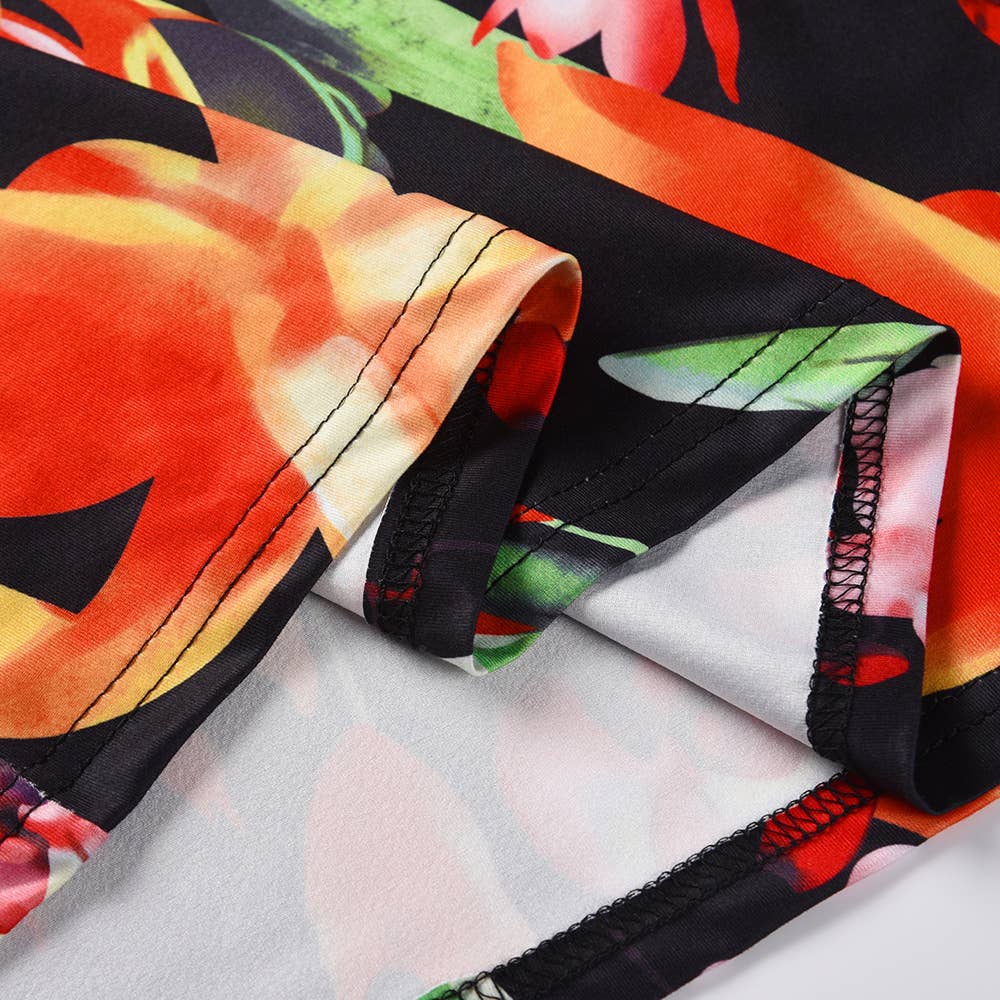 Bohemian Floral Print Spaghetti Strap Long Dress