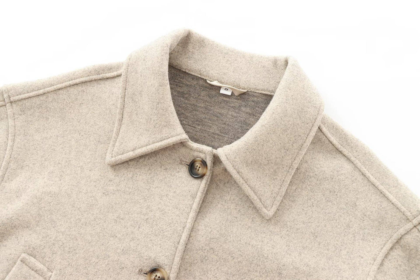 CASUAL LAPEL SINGLE BREASTED SOLID COLOR COAT