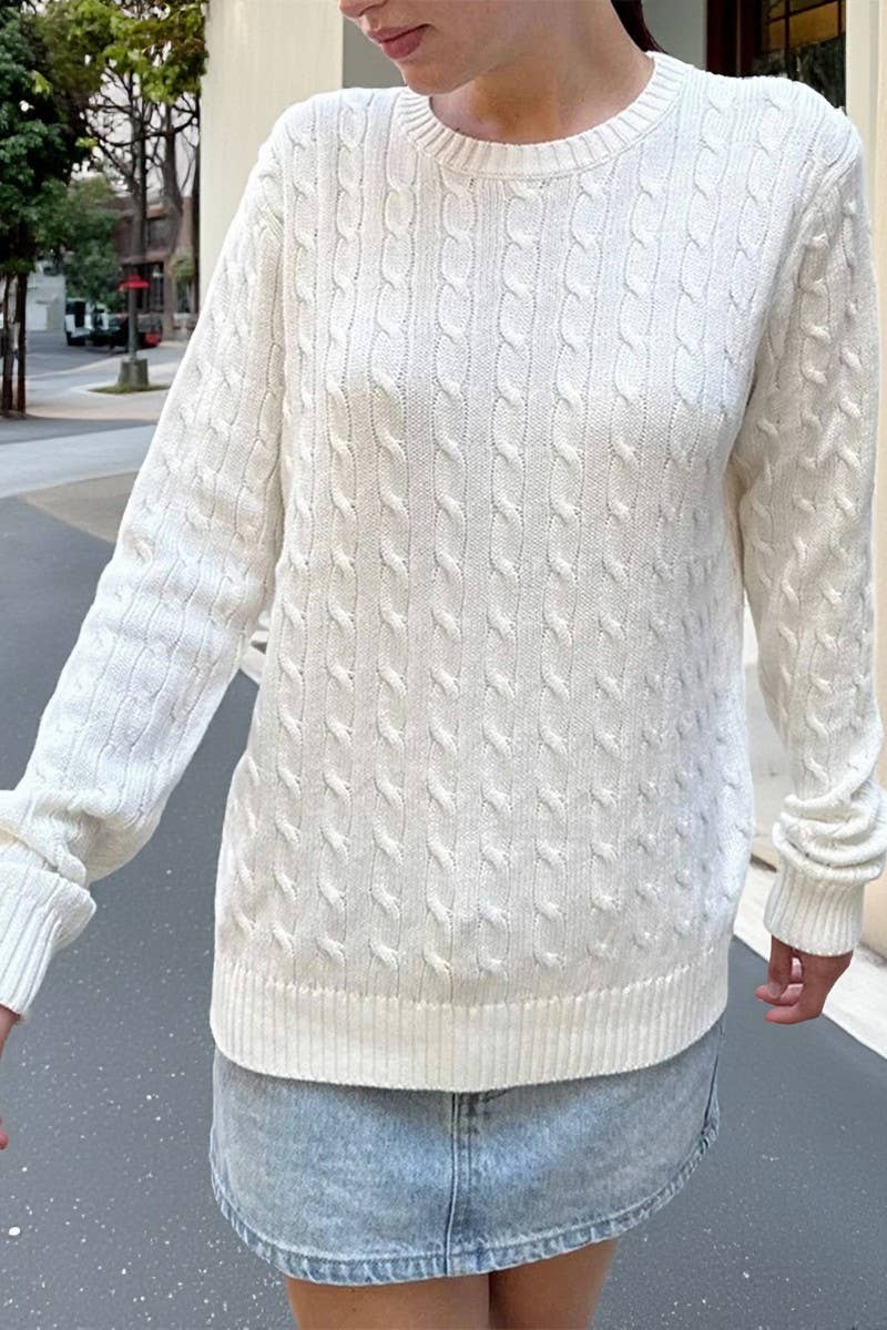 CWOSWL07512_SOLID COLOR LONG-SLEEVED BASE KNITTED SWEATER