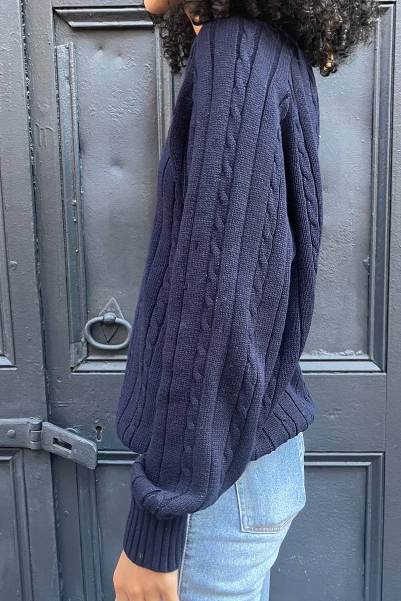 CWOSWL07522_V-NECK CASUAL LONG SLEEVE KNIT SWEATER